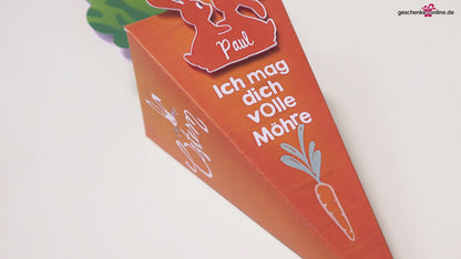 Persönliches Ostergeschenk faltbare Mähre mit Namen und Lindor Kugeln