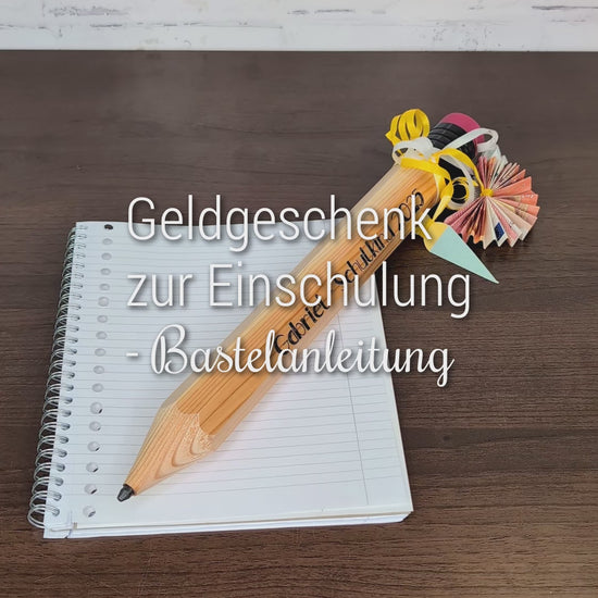 Geldgeschenk zur Einschulung - XXL Bleistift mit bedruckter Personalisierung