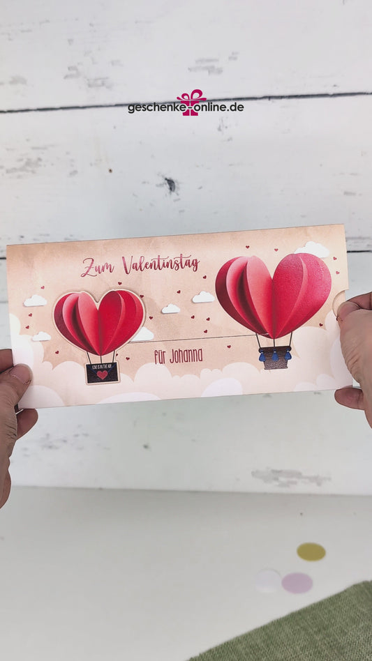 Gutschein-Ziehkarte für romantische Anlässe wie Valentinstag oder Hochzeit