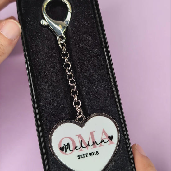 beidseitig bedruckter Schlüsselanhänger mit Foto und Personalisierung für Oma