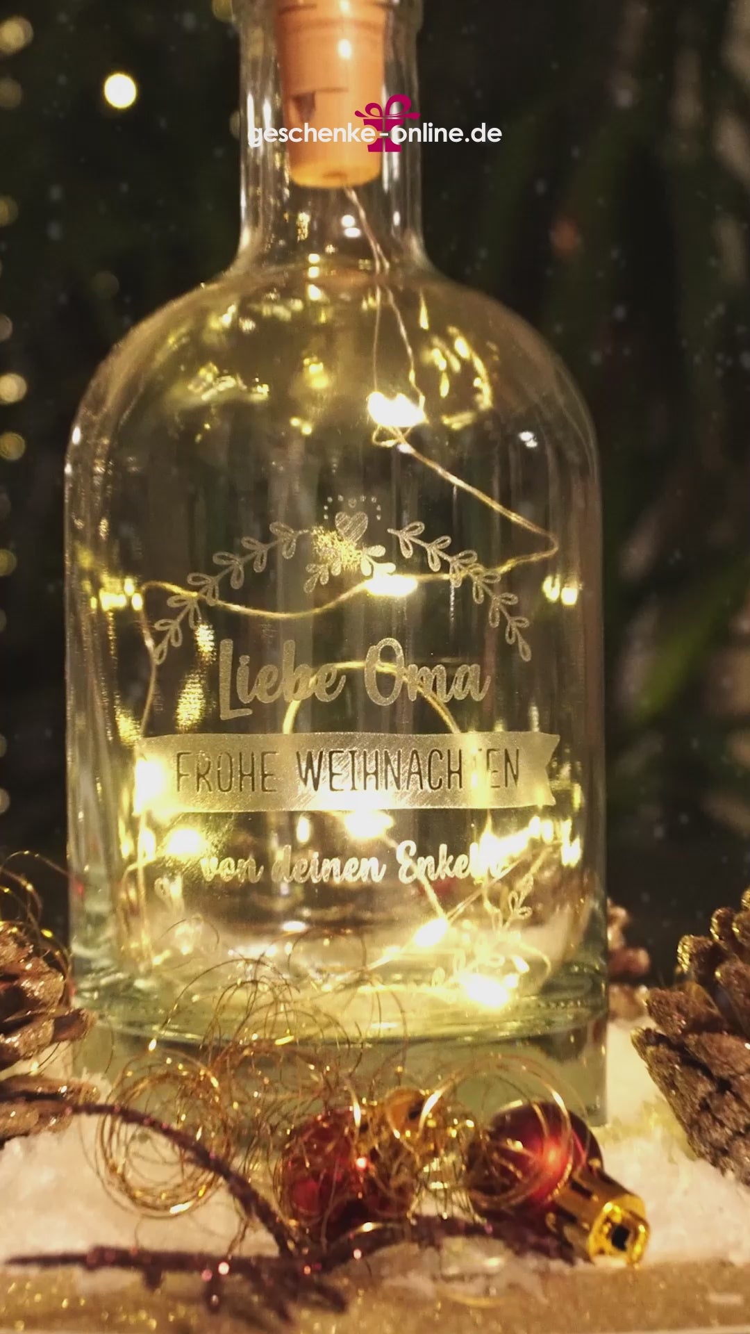 Weihnachtlich gravierte LED Karaffe