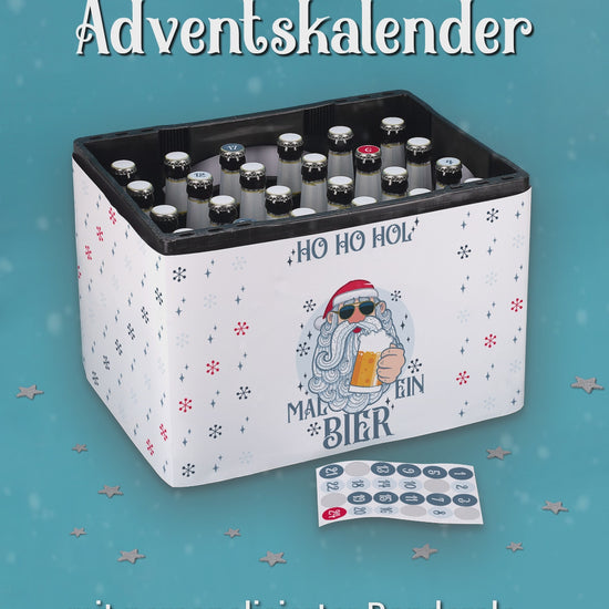 DIY Bier Adventskalender Ho Ho Hol mal ein Bier mit Namen Banderole und 24 Stickern 