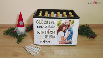 Glück ist... Adventskalender Set für Ihren Bierkasten mit Foto und Wunschtext