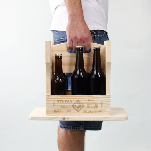 Flaschenträger und Hocker mit Namen und Vereinslogo "SC Leinefelde" graviert