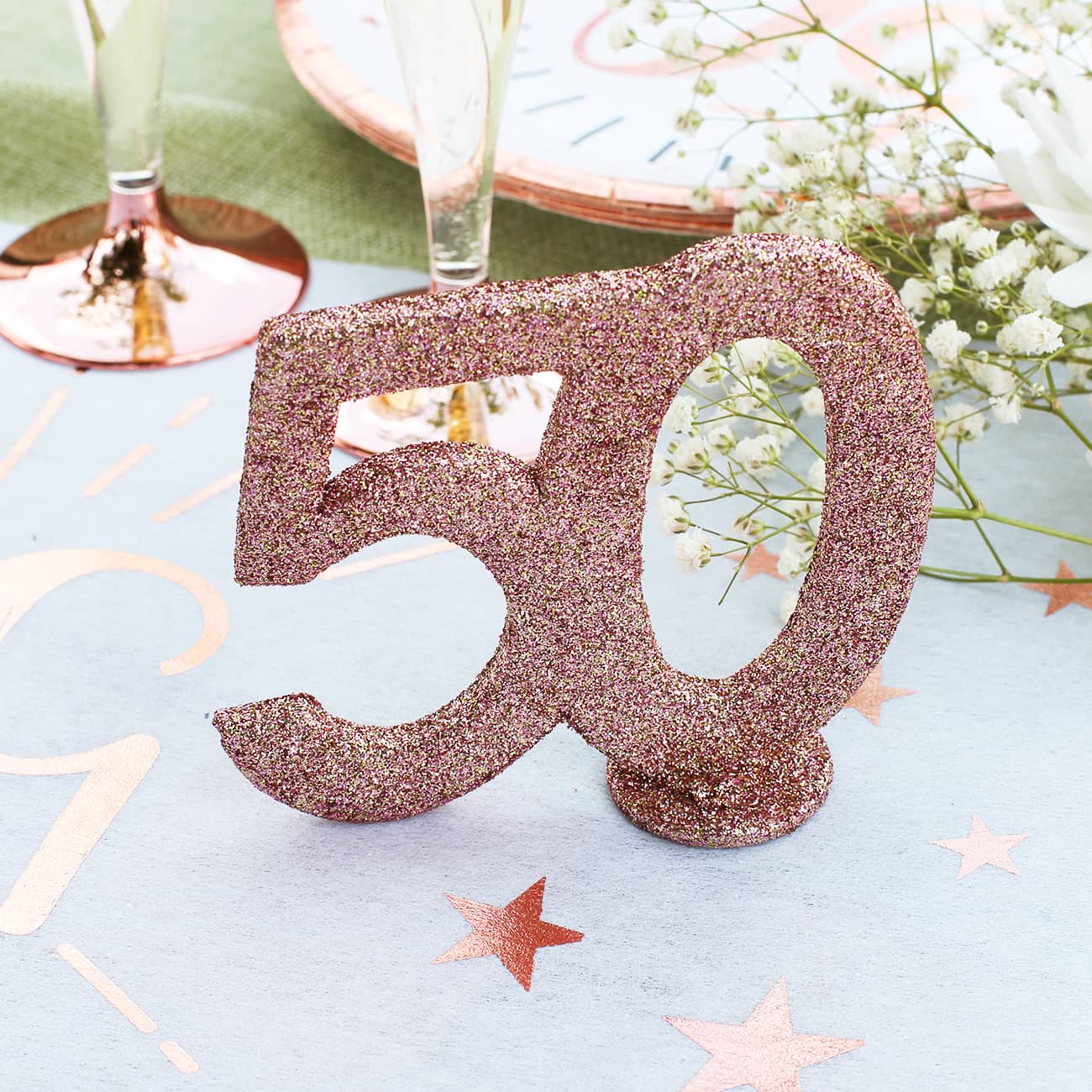 Tischdekoration Glitzerzahl 50