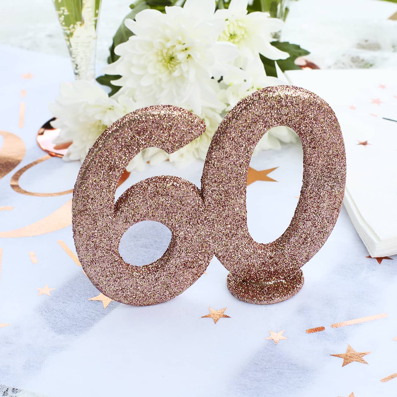 Tischdekoration Glitzerzahl 60