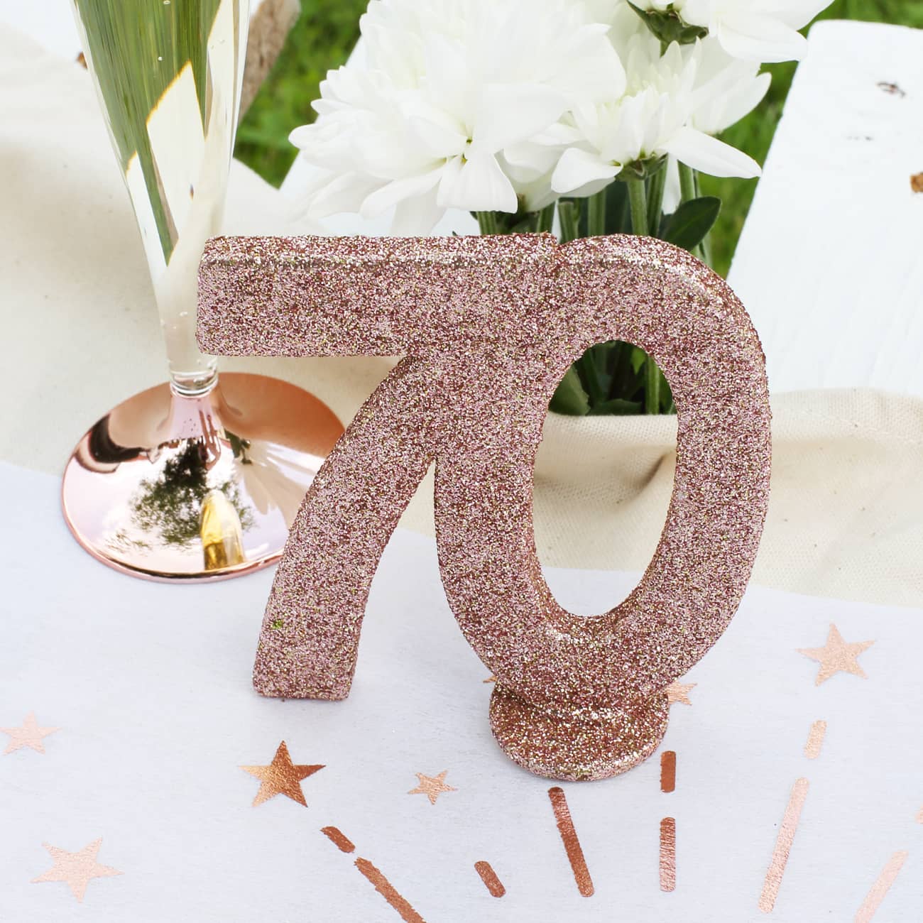 Tischdekoration Glitzerzahl 70