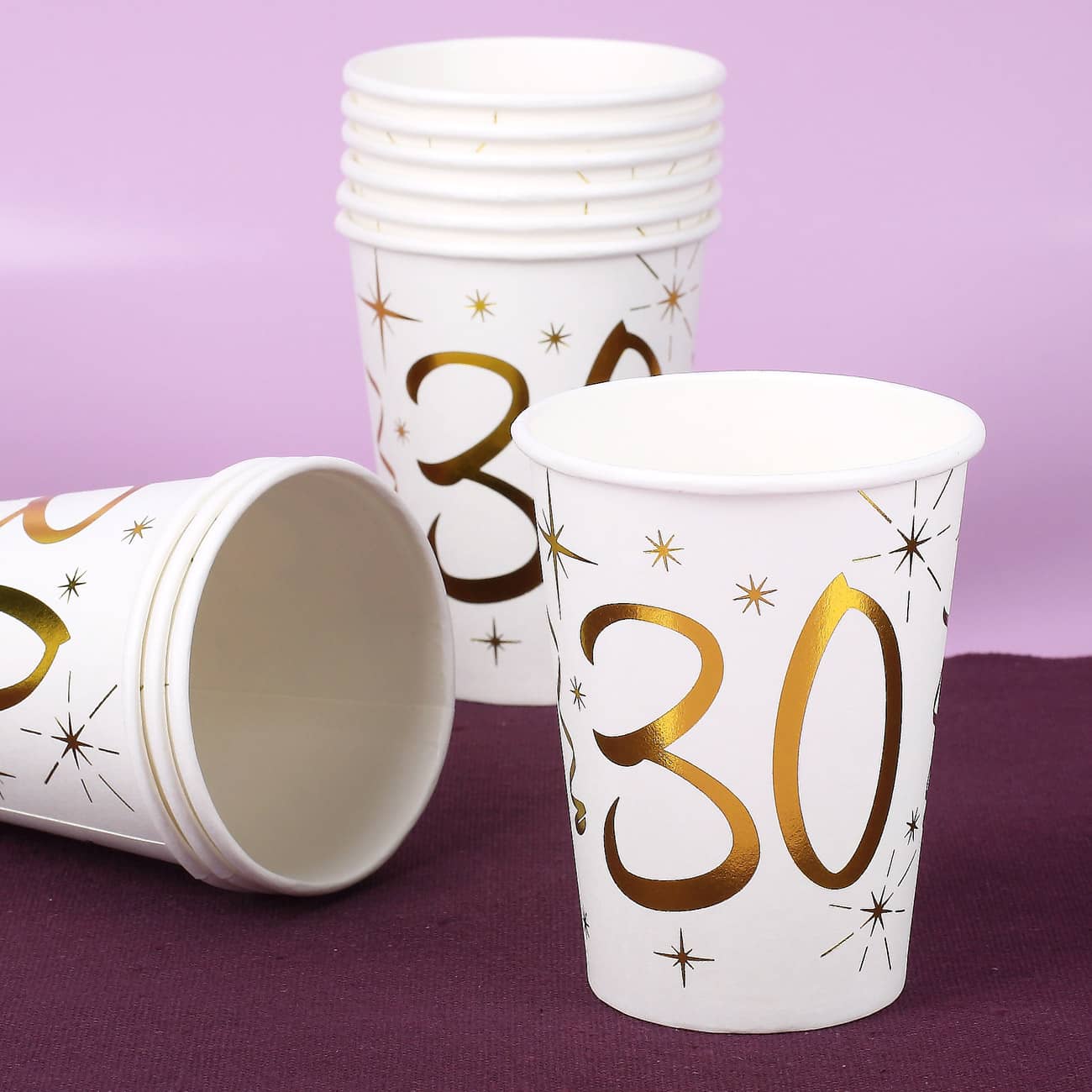 10 Pappbecher mit Gold-Metallic Aufdruck zum 30.