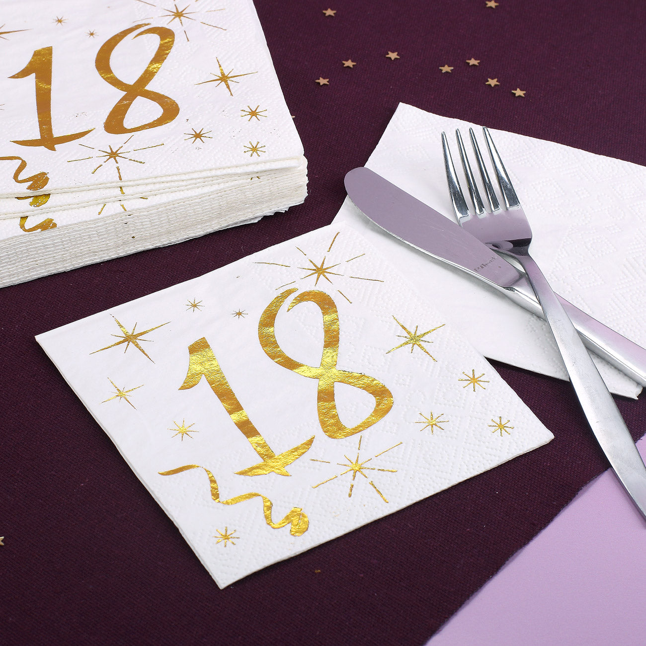 Servietten mit Gold-Metallic zum 18. Geburtstag