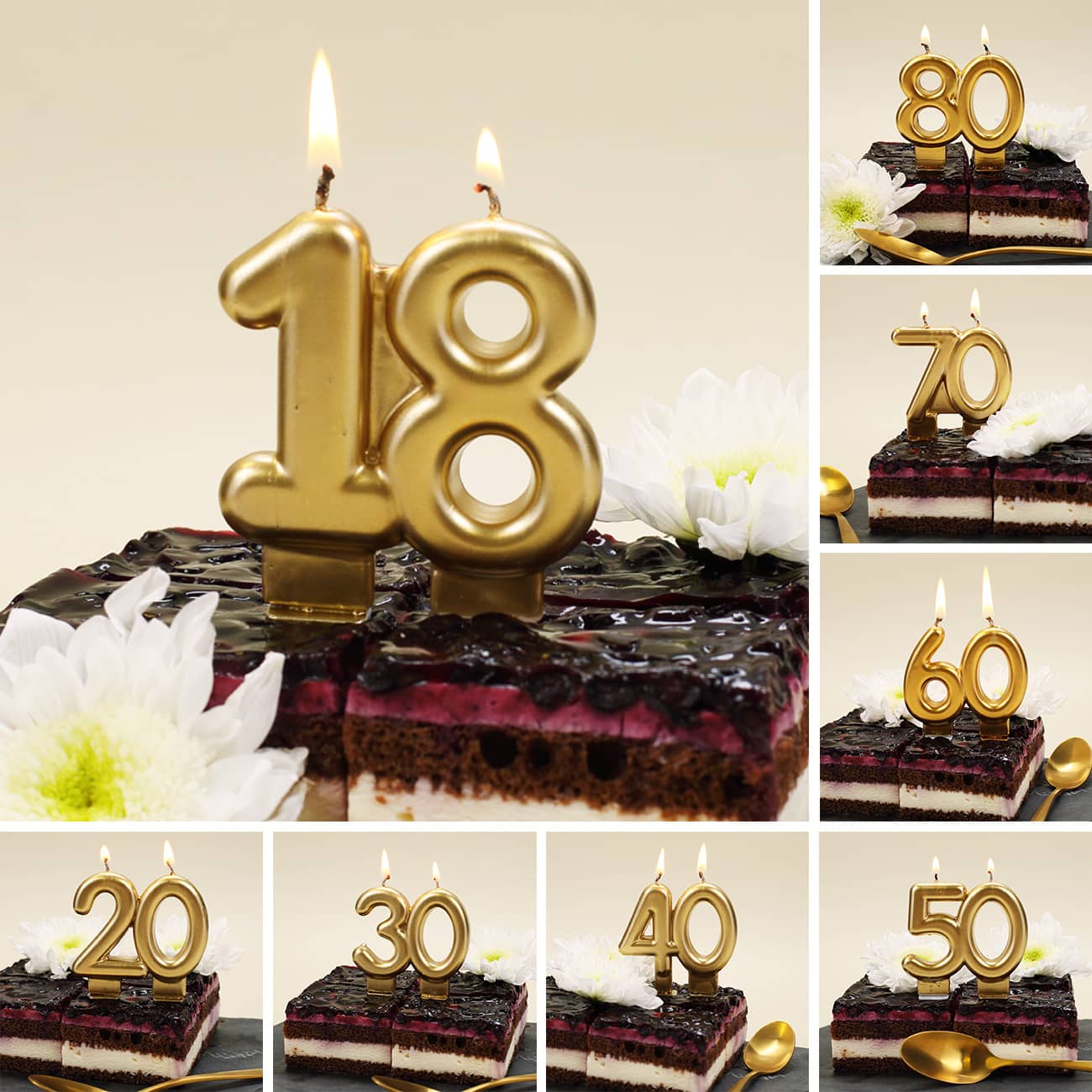 Tortenkerze in Gold tolle Deko zum Geburtstag