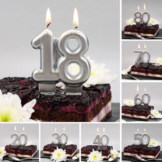 Silberfarbene Kerze für den Geburtstagskuchen