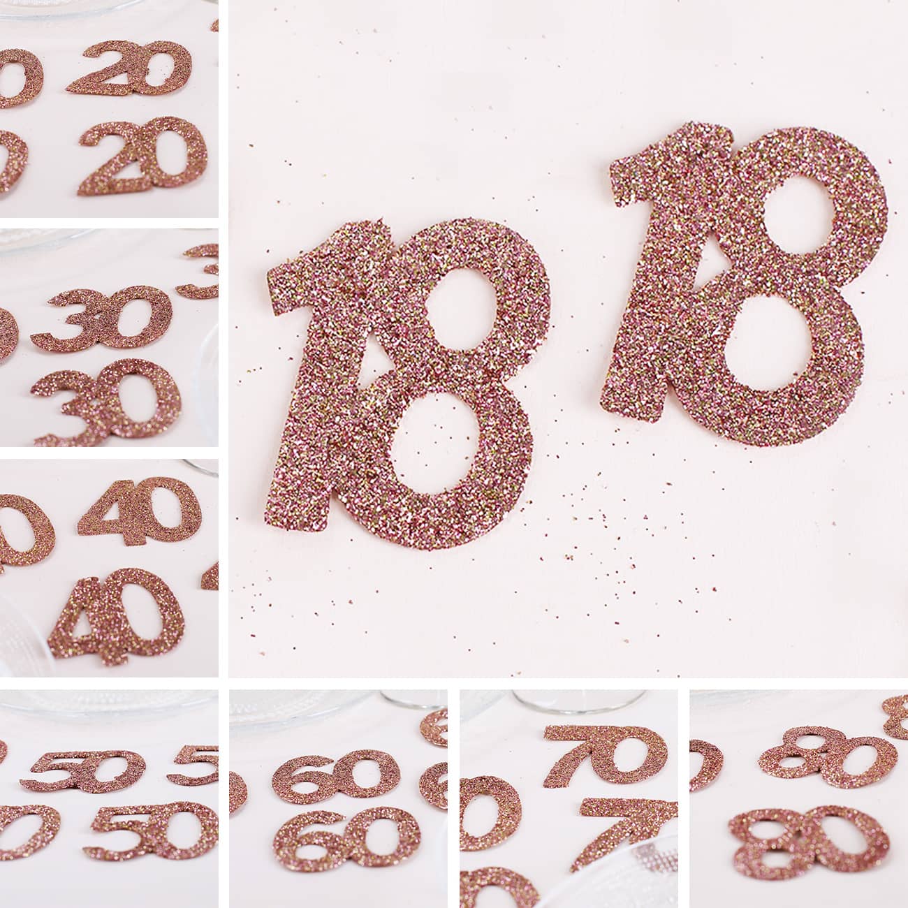 Streudeko XXL-Glitzer-Konfetti in Rosé - Zahlen