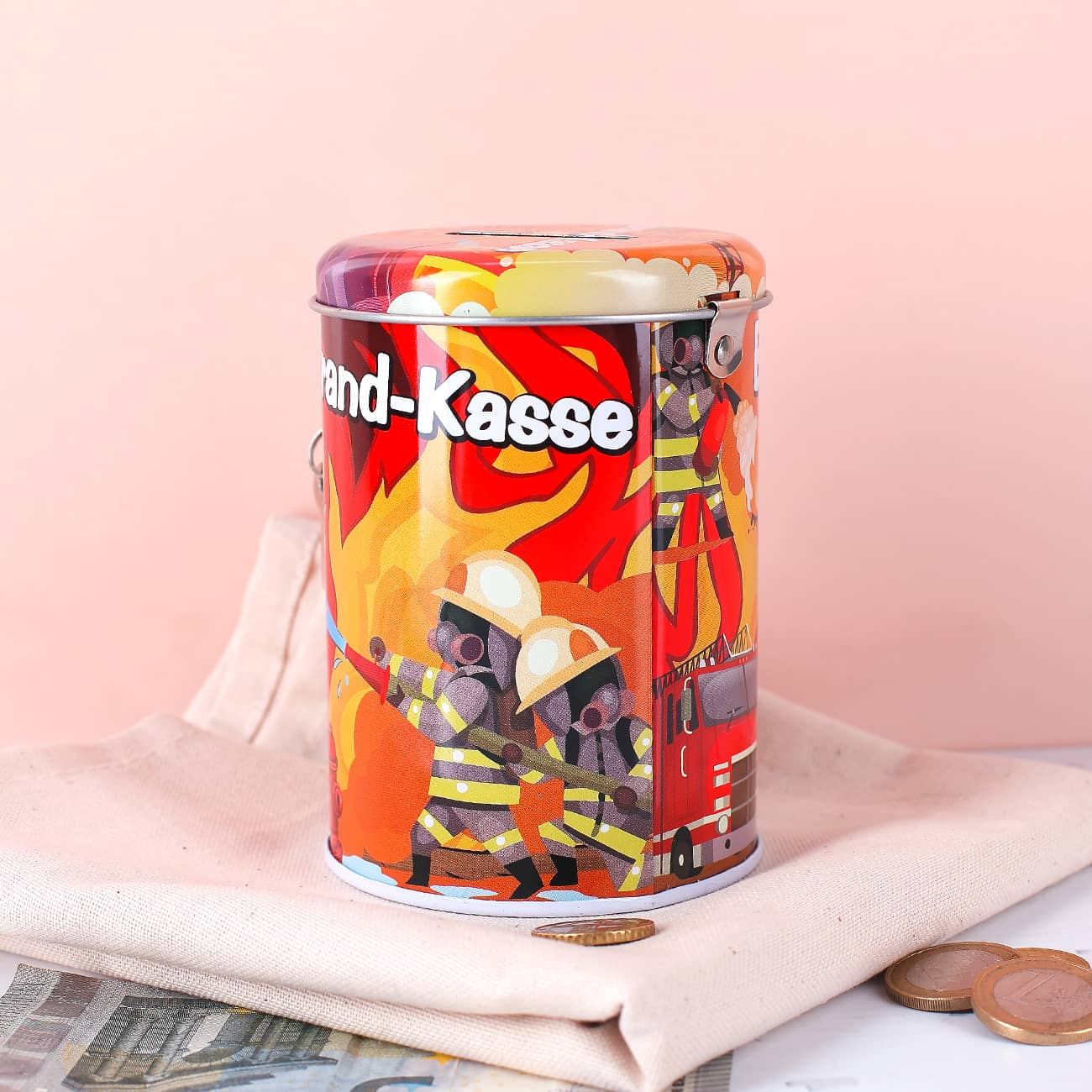 Metallspardose für Feuerwehrmänner