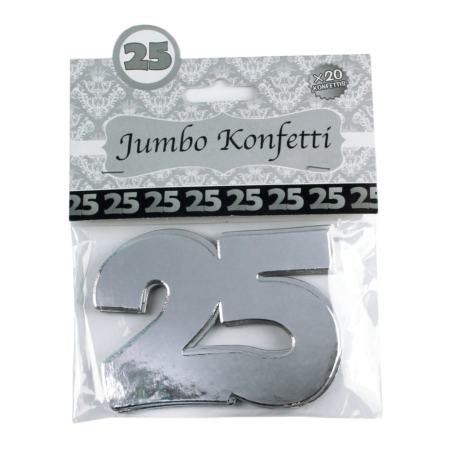 Verpackung Jumbo-Konfetti 25 Silber, 20 Stück im Beutel für Silberhochzeit
