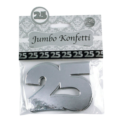 Verpackung Jumbo-Konfetti 25 Silber, 20 Stück im Beutel für Silberhochzeit