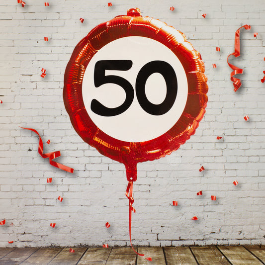 Folienballon Verkehrsschild 50 | Luftballon zum 50. Geburtstag