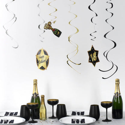 Party Dekoration Star - Spiralen zum 18. Geburtstag