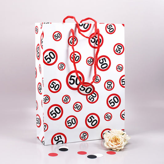 Geschenktasche mit Verkehrszeichen 50
