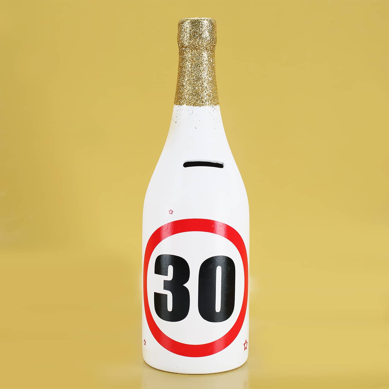 Sparflasche zum 30. Geburtstag mit Verkehrszeichen als Motiv