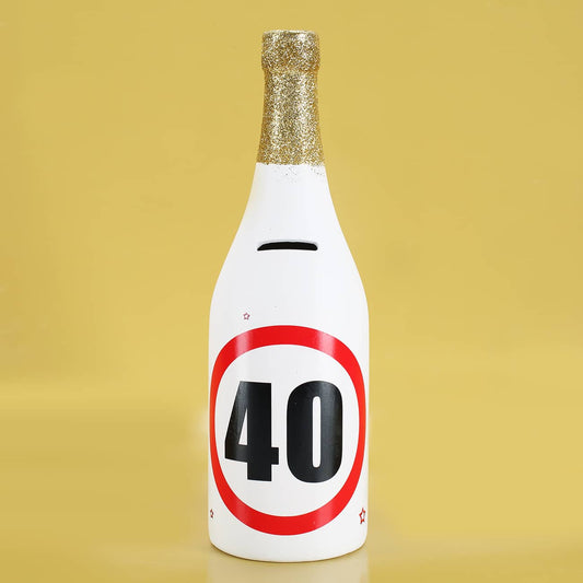 Sparflasche zum 40. Geburtstag mit Verkehrszeichen als Motiv