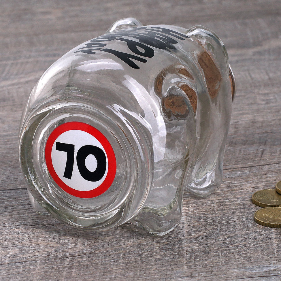 Flaschenpost Sparschwein zum 70. Geburtstag
